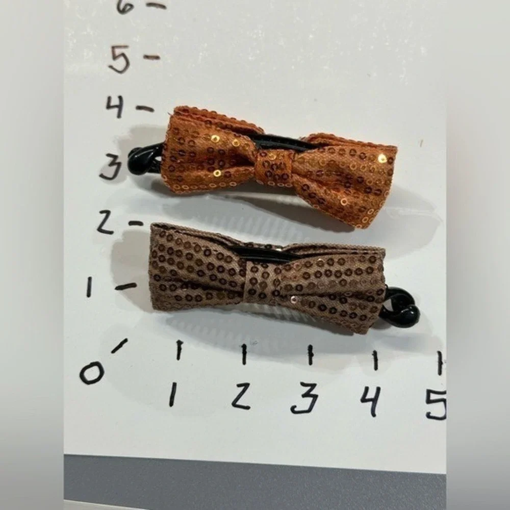 NEW‎ hair accessories set of 2 brown and orange bow clips